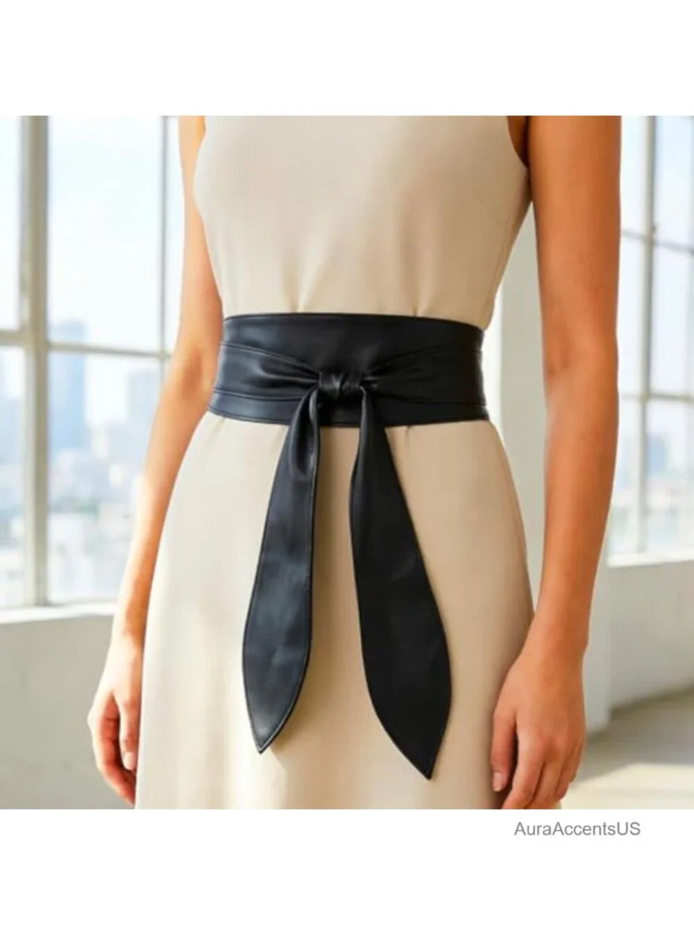 Wide Leather Wrap Obi Belt Fashion Corset Belt for Dresses